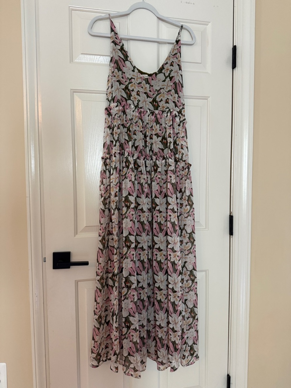 Kori Floral Maxi Dress in Pink, White & Olive